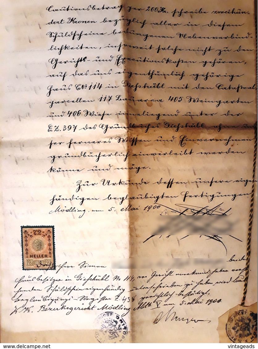 AD180 Alter Handschriftlicher Schuldschein Mödling, Gießhübl Von 1900 - Documentos Históricos