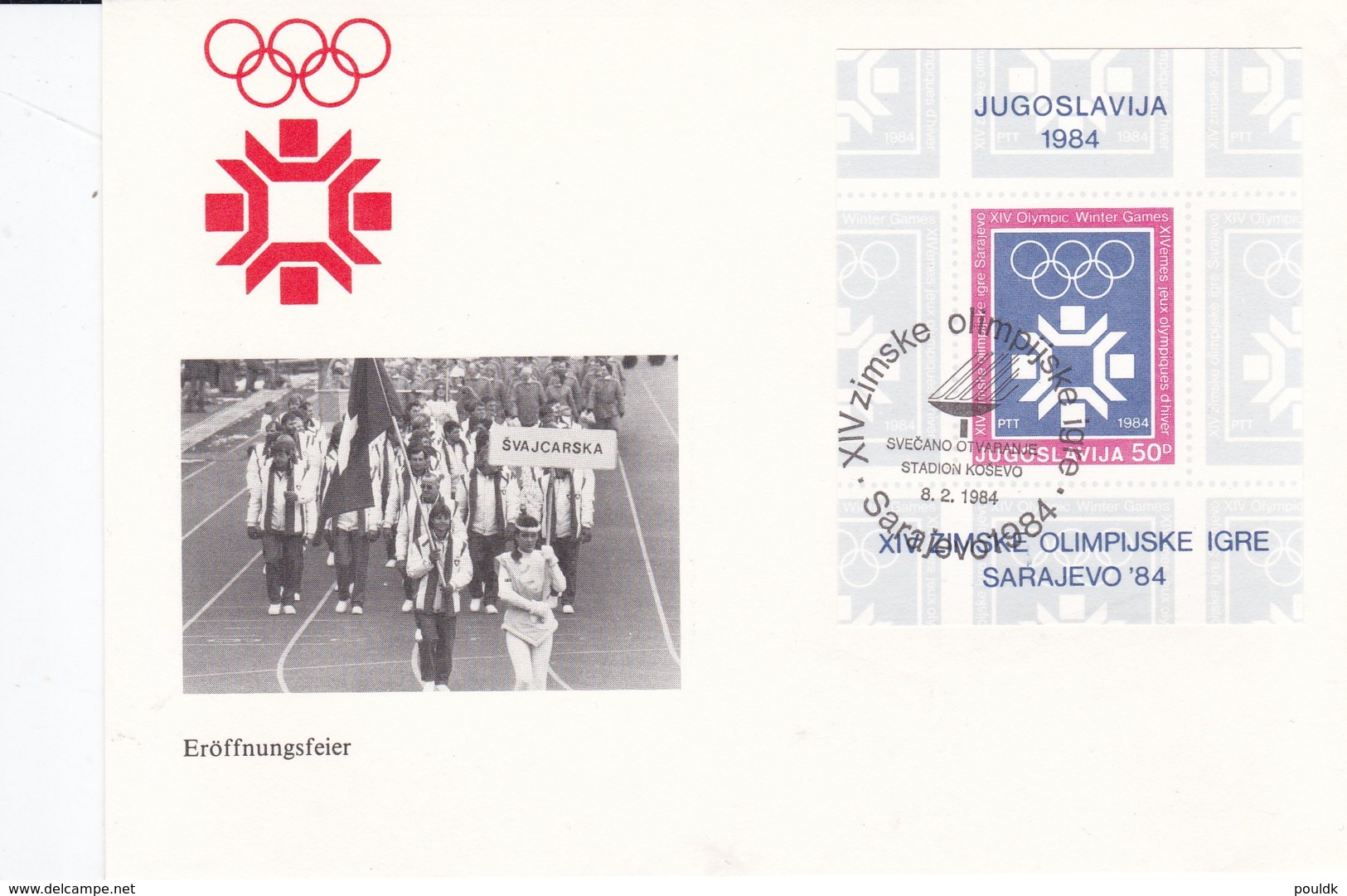 Yugoslavia FDC 1984 Sarajevo Olympic Games Souvenir Sheet  (B567) - Winter 1984: Sarajevo