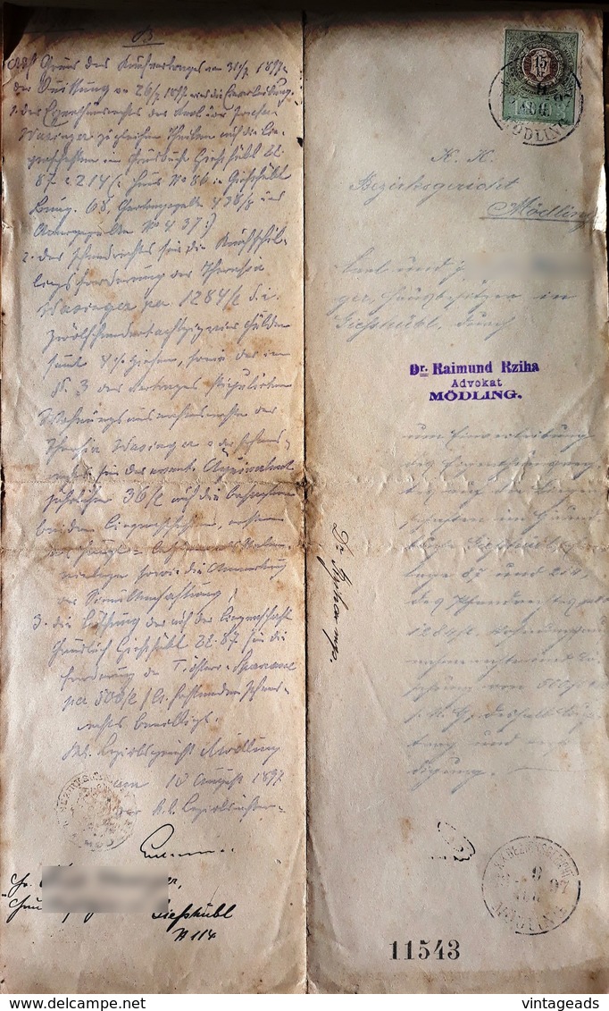 AD198 Altes Grundbuchgesuch - Einverleibung, Gießhübl 1897, Mit Stempelmarke - Documents Historiques