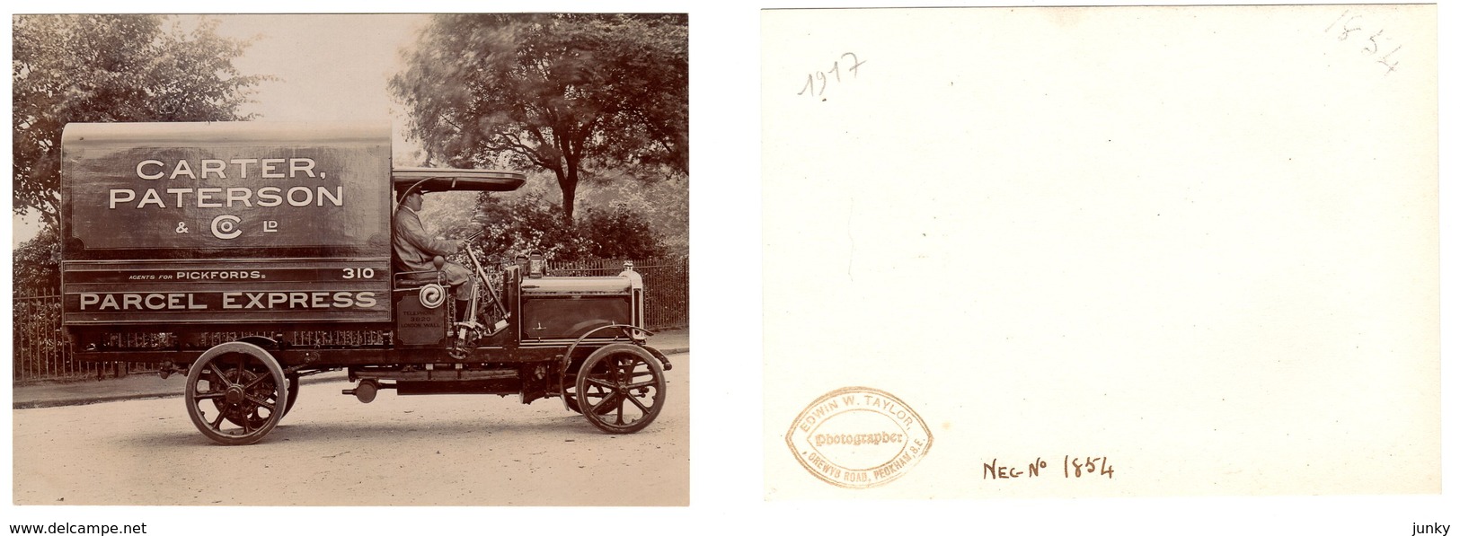 Camionnette De Transport Marque Tilling-Stevens, Carter Paterson & Co. - Parcel Express - 1917 - Camions & Poids Lourds