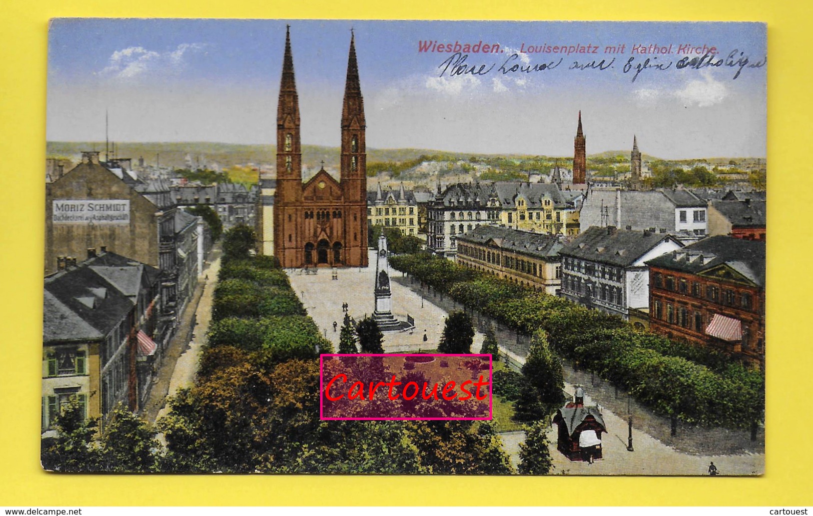 CPA  ֎ Wiesbaden ֎ Louisenplatz Mit Kathol Kirche ֎ Chromo ֎ 1919 - Wiesbaden