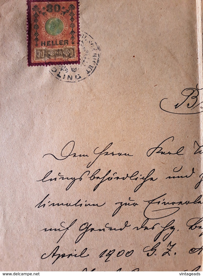 AD205/2 Alte Urkunde Grundbuch Gießhübl - Mödling, Dezember 1900, Stempelmarke - Historical Documents