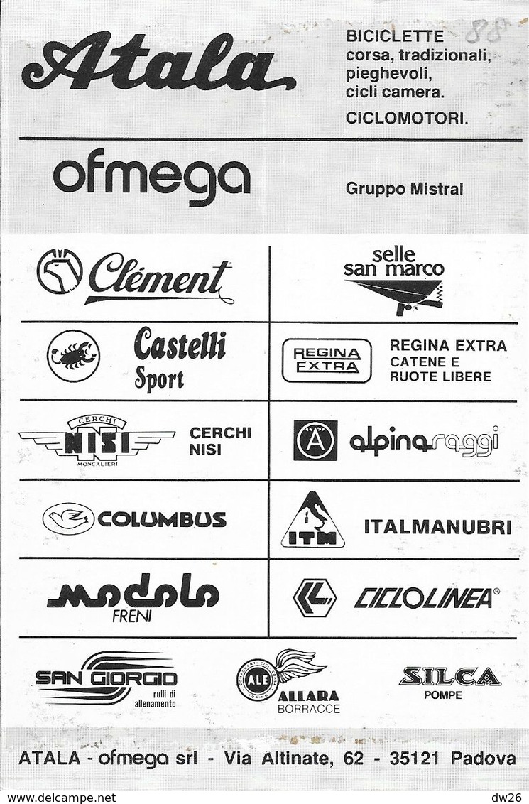Cycliste: Vandelli Claudio, Equipe De Cyclisme Professionnel: Team Atala Ofmega, Italie 1988 - Deportes