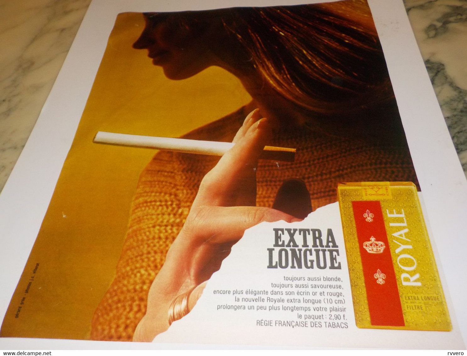 ANCIENNE  PUBLICITE EXTRA LONGUE  CIGARETTES ROYALE 1969 - Autres & Non Classés