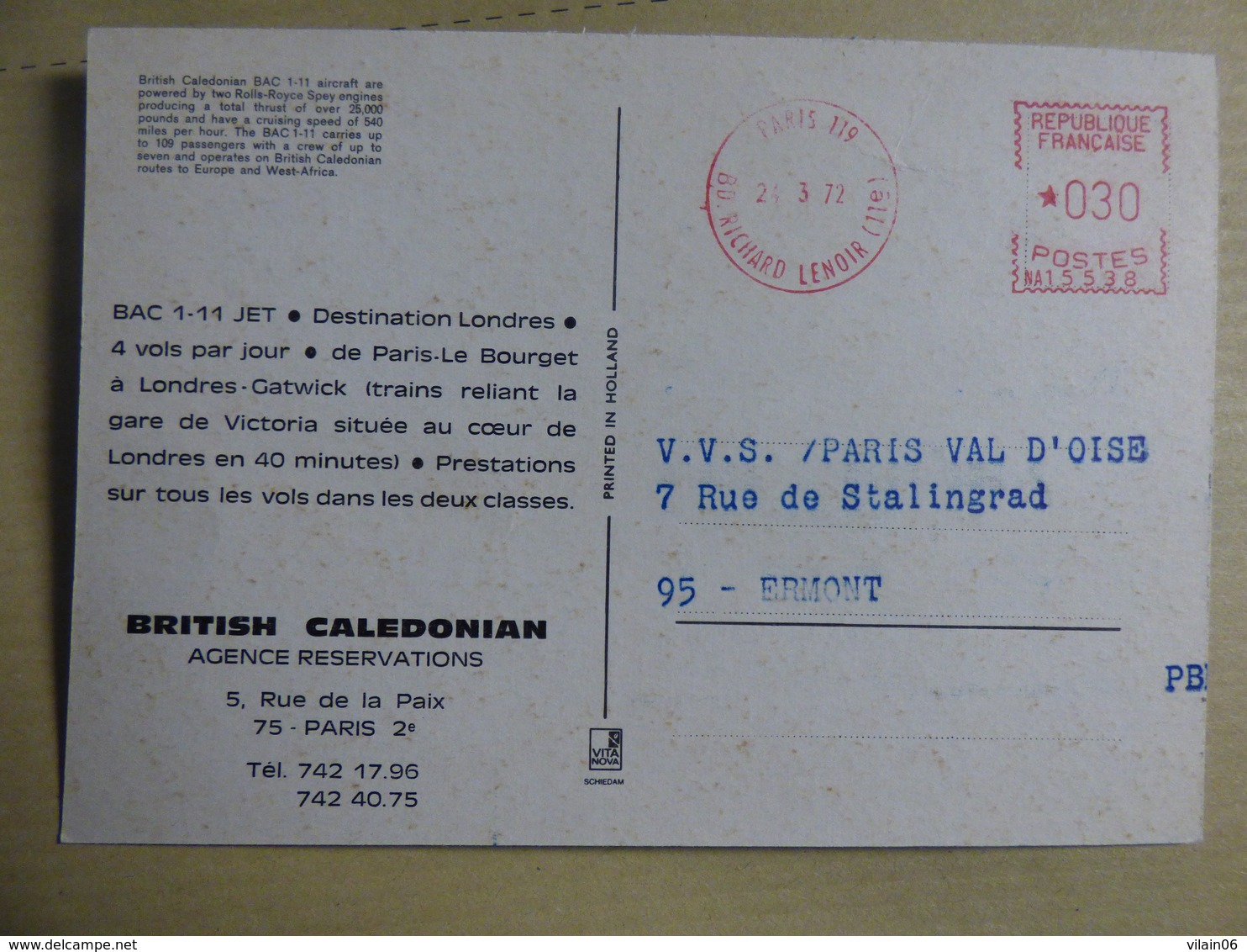 BRITISH CALEDONIAN BAC 111  AIRLINE ISSUE / CARTE COMPAGNIE - 1946-....: Ere Moderne