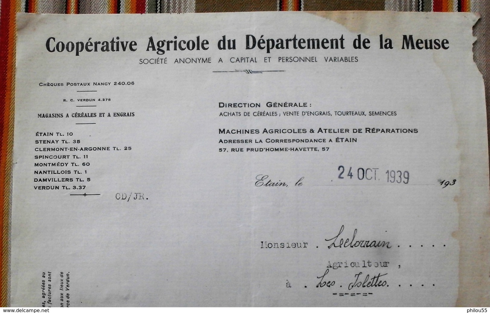 55 ETAIN Cooperative Agricole Du Departement De La Meuse - 1900 – 1949