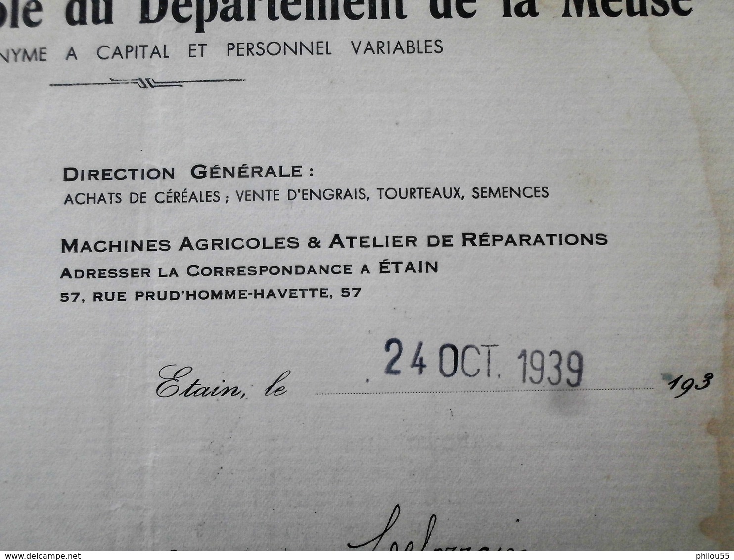 55 ETAIN Cooperative Agricole Du Departement De La Meuse - 1900 – 1949