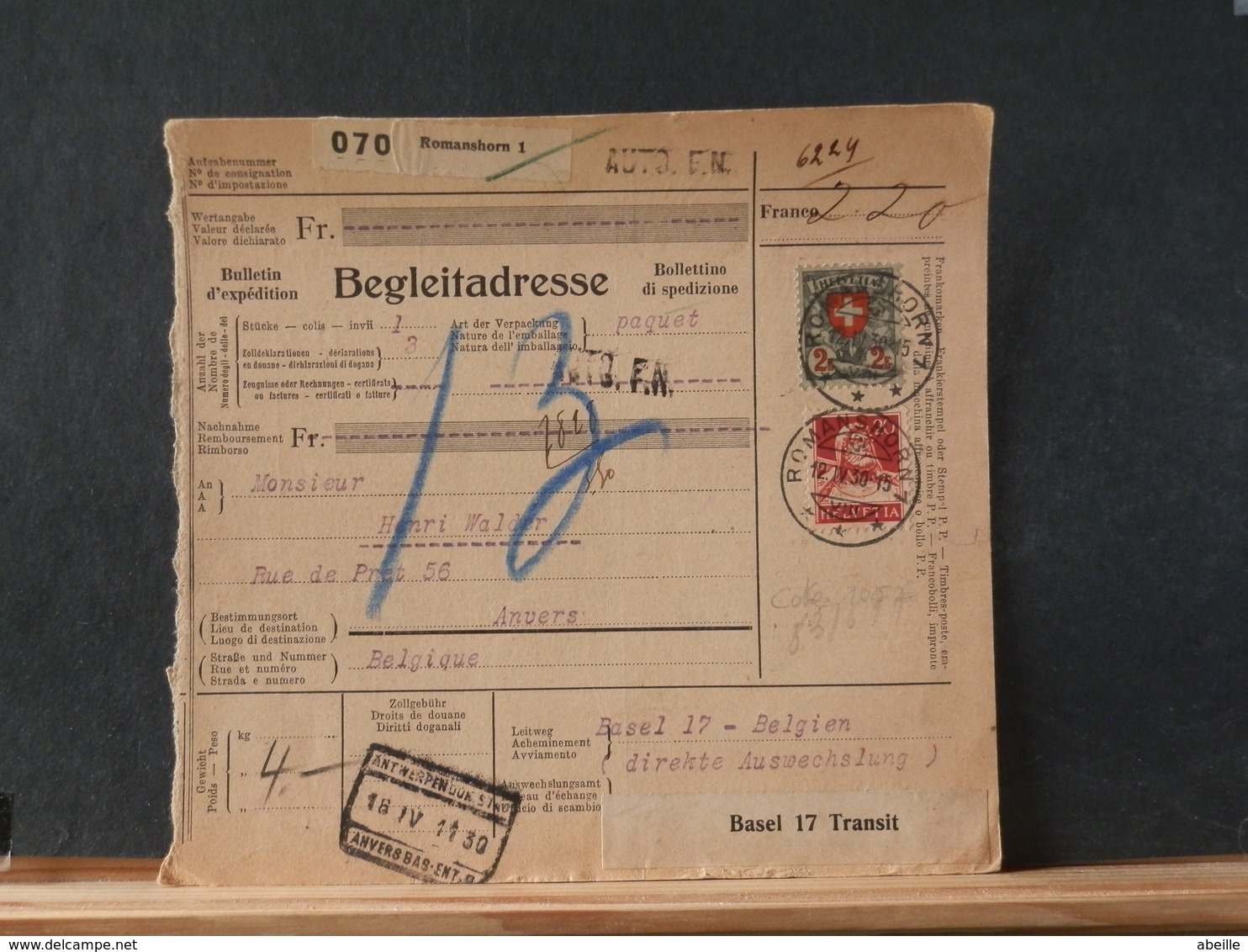 83/677   Begleitadresse Suisse 1930 - Lettres & Documents