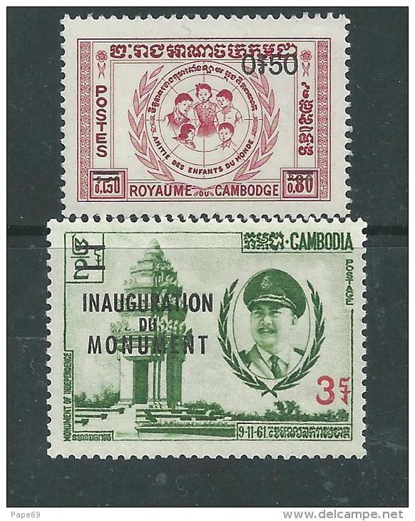 Cambodge N° 128 / 29 X   Les 2 Valeurs Surchargées  Trace De  Charnière Sinon TB - Cambodge