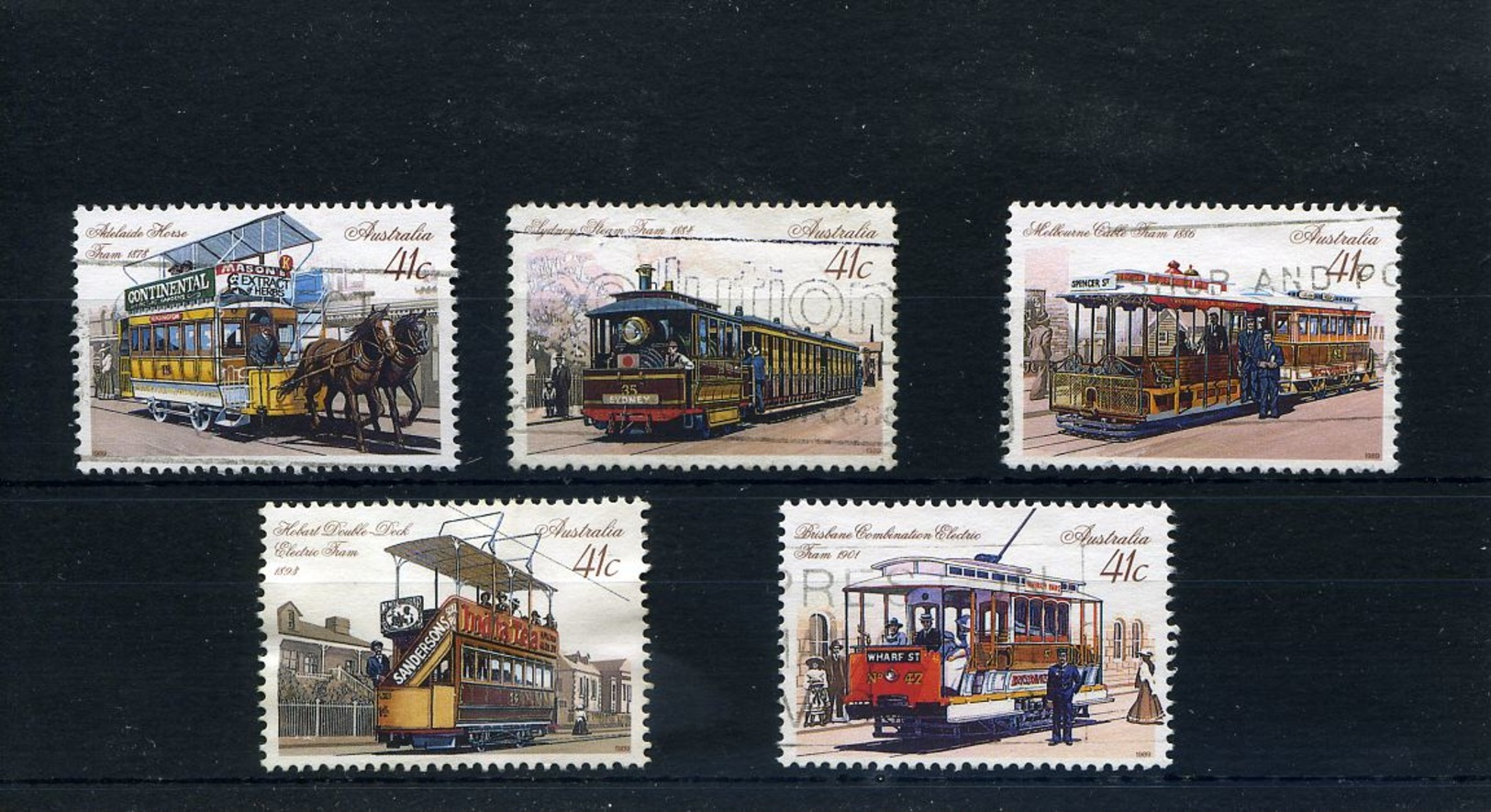 Timbres Australie 1989 - Australian Historic Trams - Usados