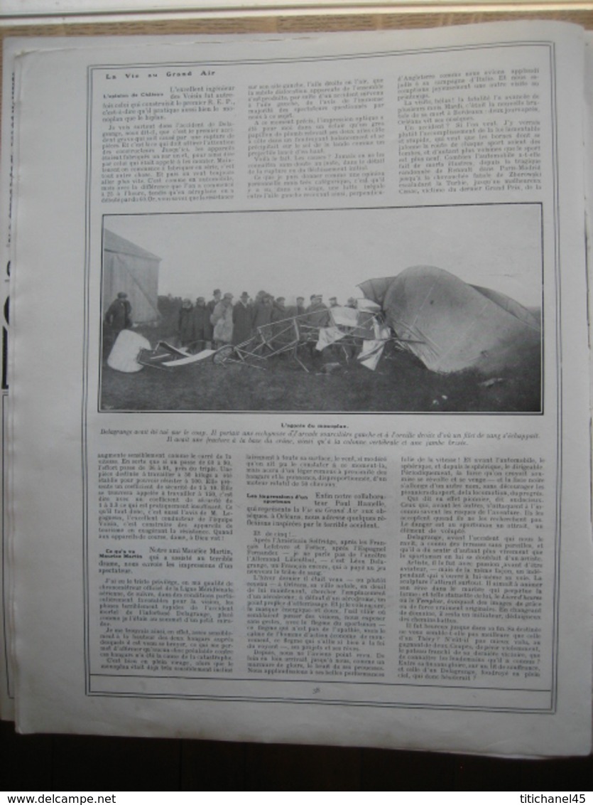 1910 ACCIDENT DE DELAGRANGE/LATHAM RECORD D'ALTITUDE-LUTTE-RUGBY : FRANCE-PAYS DE GALLE/MEETING DE NICE - 1900 - 1949