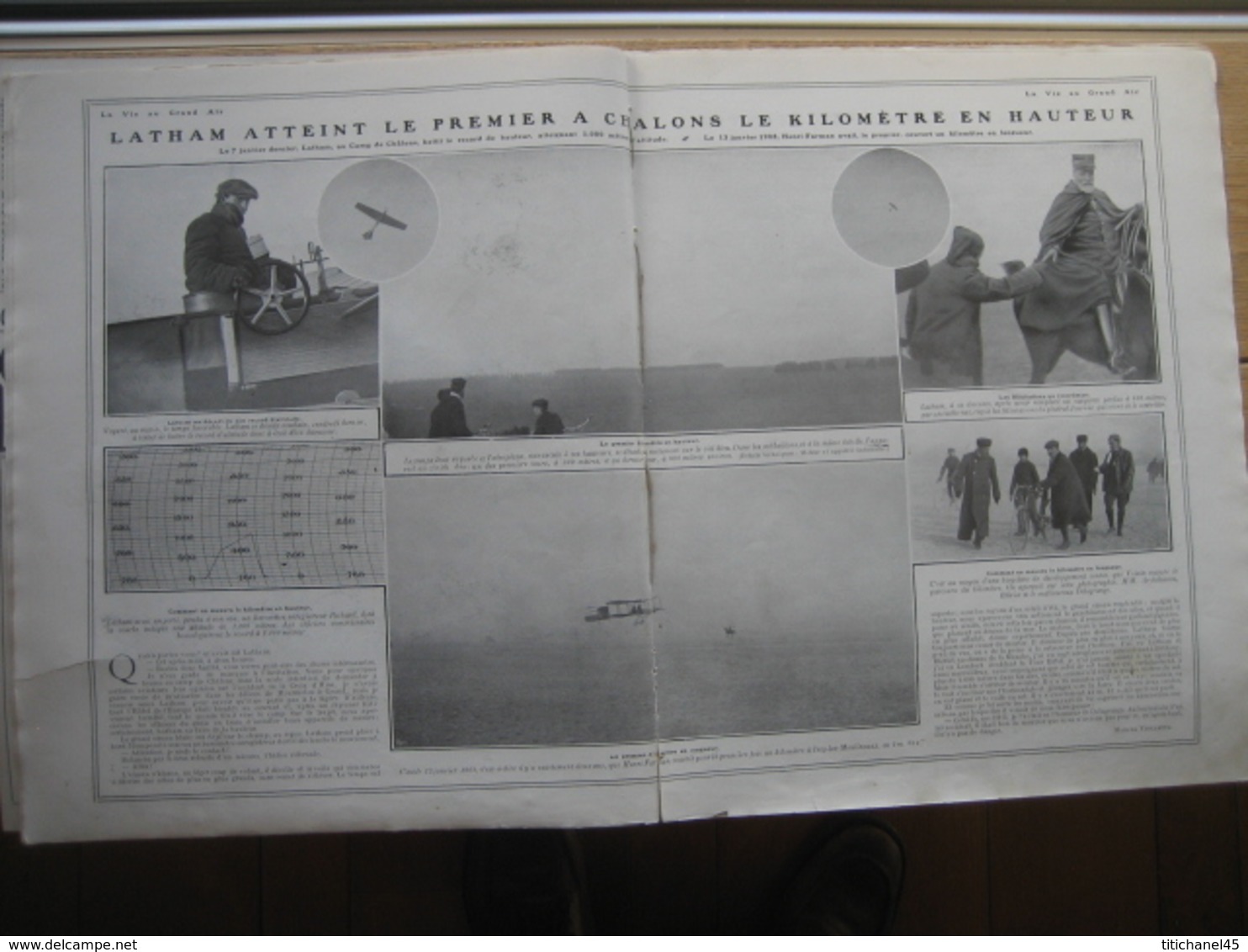 1910 ACCIDENT DE DELAGRANGE/LATHAM RECORD D'ALTITUDE-LUTTE-RUGBY : FRANCE-PAYS DE GALLE/MEETING DE NICE