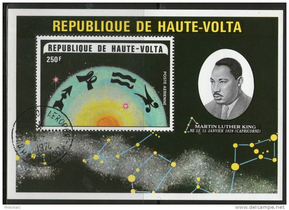 Burkina Faso Upper Volta 1978 Noble Prize Winner Martin Luthar King Non-Violence Zodiac Signs Sc C178 M/s Cancelled - Martin Luther King