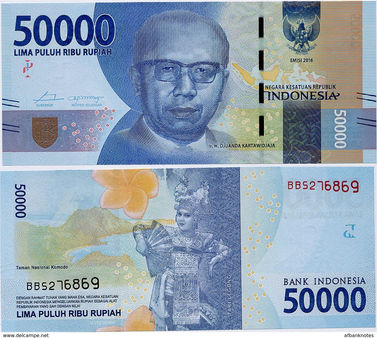 INDONESIA       50,000 Rupiah      P-159b       2016/2017   UNC  [ 50000 ] - Indonesia