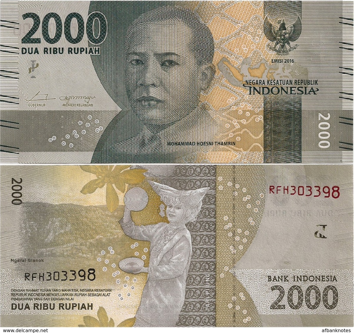 INDONESIA       2000 Rupiah      P-155c       2016/2018   UNC - Indonesië