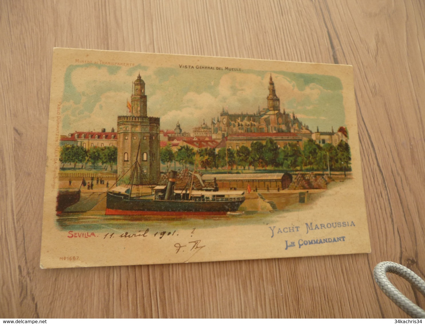 Sur CPA Espagne Espana Svilla Séville Litho Précurseur Griffe Blue Yatch Maroussia - Sevilla