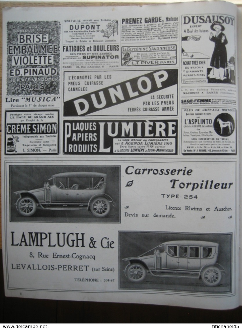 1910 ECOLE D'AVIATION DE PAU/PREMIER VOL AU JAPON/BOXE : M. GAUCHER-W. CURZON/voiturette LAMPLUGH & Cie/CYCLISME - 1900 - 1949