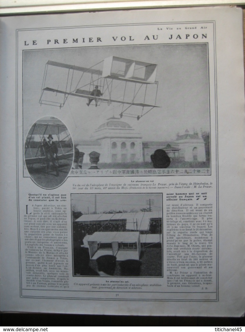 1910 ECOLE D'AVIATION DE PAU/PREMIER VOL AU JAPON/BOXE : M. GAUCHER-W. CURZON/voiturette LAMPLUGH & Cie/CYCLISME