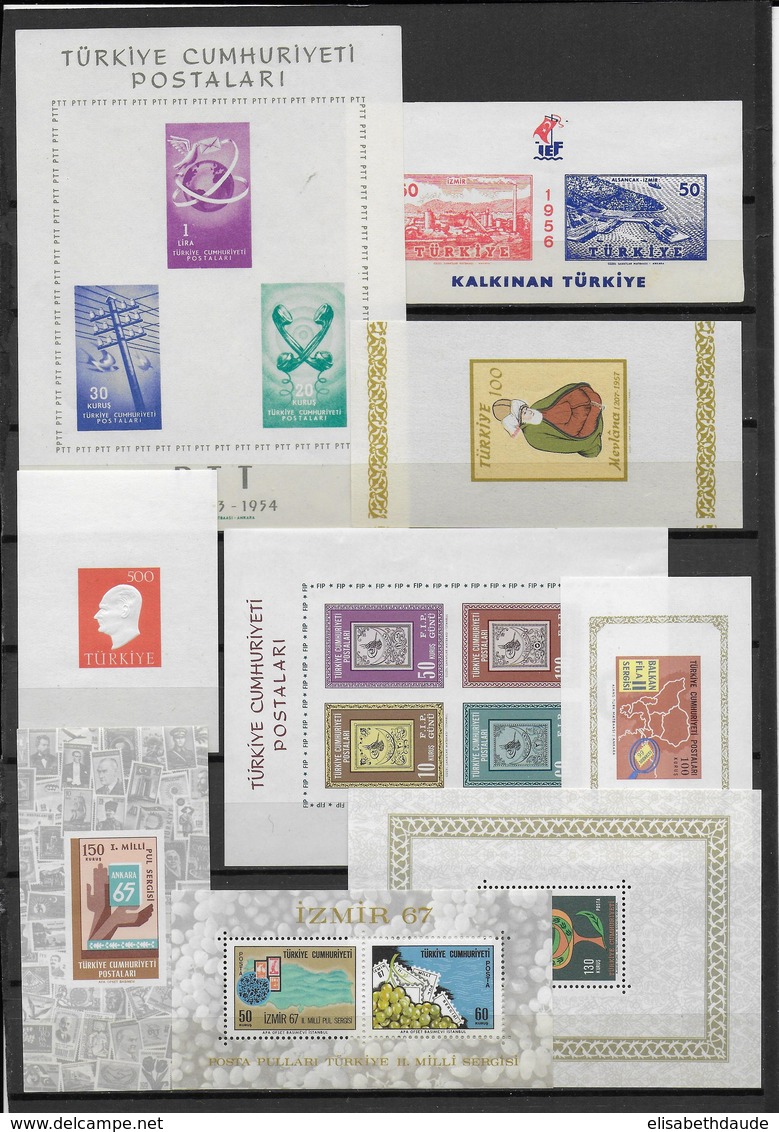 TURQUIE - COLLECTION COMPLETE 1954 à 1988 - BLOCS YVERT N° 6/29 ** MNH + 2 BLOCS CHYPRE TURC - COTE = 200 EUR. - 5 SCANS - Blokken & Velletjes