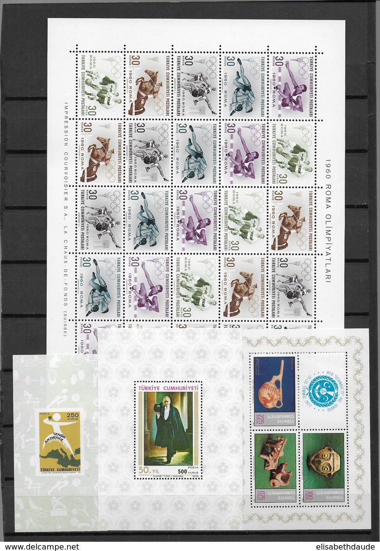 TURQUIE - COLLECTION COMPLETE 1954 à 1988 - BLOCS YVERT N° 6/29 ** MNH + 2 BLOCS CHYPRE TURC - COTE = 200 EUR. - 5 SCANS - Blocks & Sheetlets