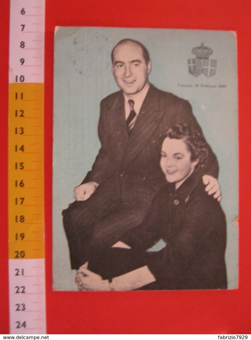 E.02 ITALIA SAVOIA UMBERTO II ESILIO CASCAIS PORTOGALLO VIAGGIO CROCERA 1955 NAVE PIROSCAFO PACE CARD CADIZ 8 FEB. - Familles Royales