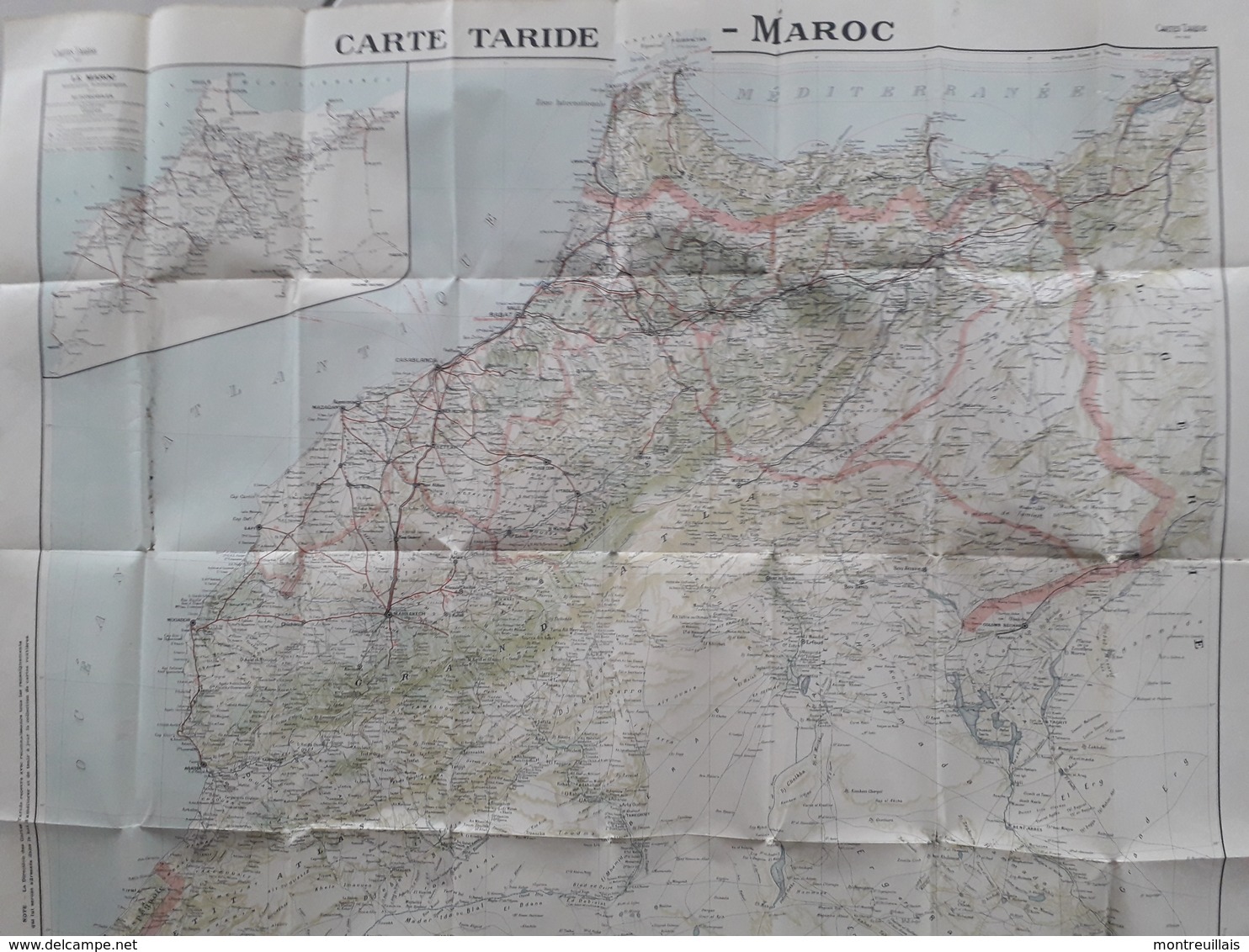 Carte RoutièreN° 142, Taride Du MAROC, Format 80 X 93, état Médiocre Car Plis Fatigués Voir Scan - Cartes Routières