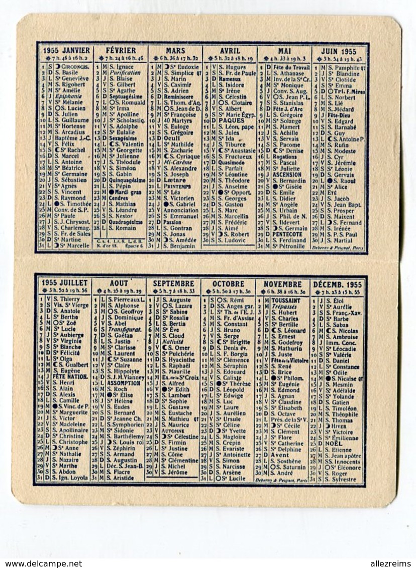 Calendrier 1955   Station Service  HOURY à Tinqueux + Immatriculations Départements Format 65*102 Mm  A    VOIR  !!! - Petit Format : 1941-60