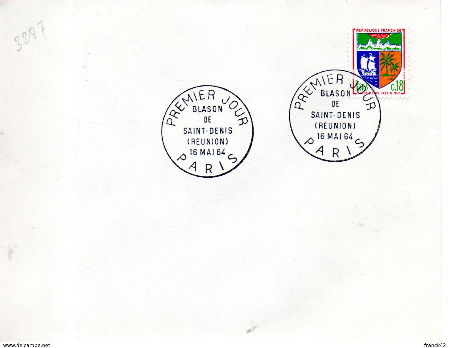 France. Enveloppe Fdc. Blason De St Denis De La Reunion. 16/05/1964 - 1960-1969