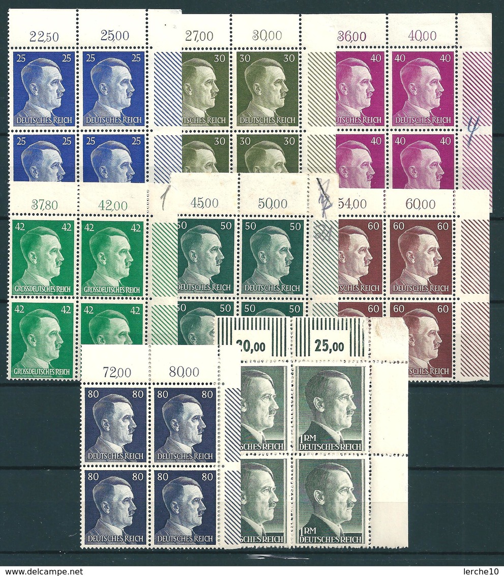 A. Hitler 1-80 Pfennig + 1 Mark ** Ex MiNr. 781-798 + 799 Oberrand Bogenecken  (0250) - Ungebraucht