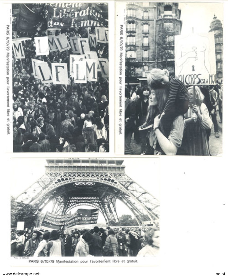 PARIS - 3 CP - 6/10/79 -Manifestation Pour L' Avortement Libre Et Gratuit . Tirage Limité (111868) - Sonstige & Ohne Zuordnung