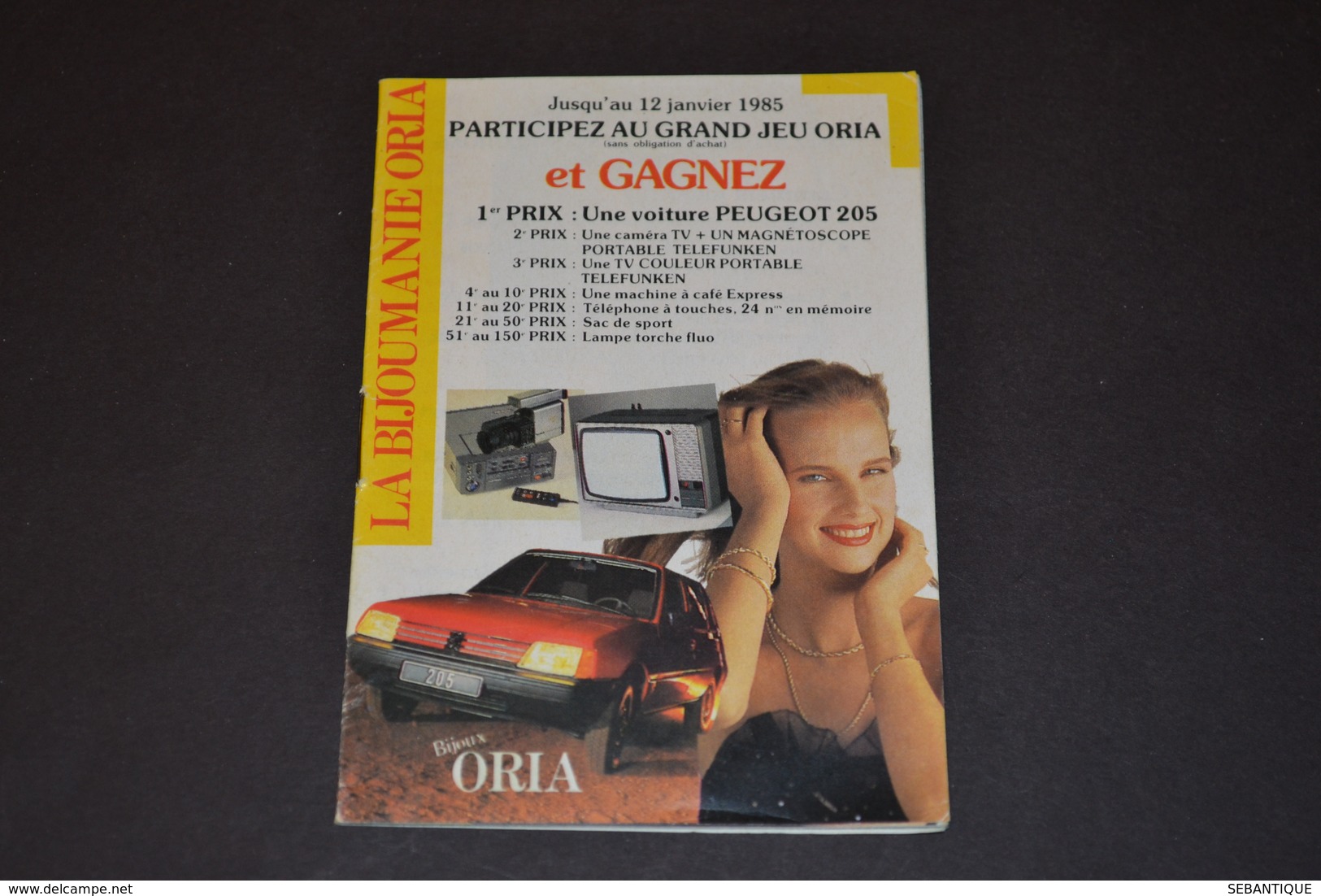 Mini Calendrier 1985 Bijoux ORIA + Jeux Concours Une 205 A Gagner - Petit Format : 1981-90