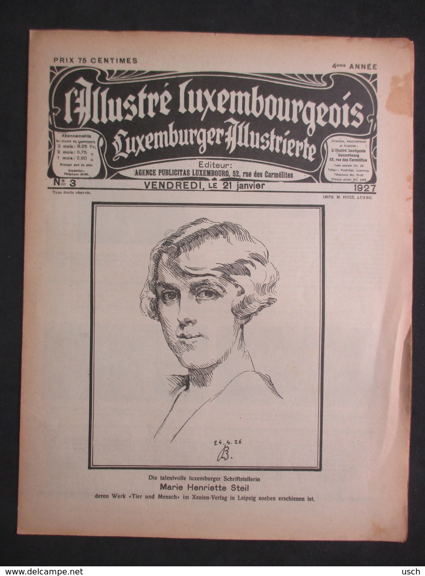 LUXEMBOURG - LUXEMBURGENSIA, L'Illustré Luxembourgeois, 1927 - 4ème Année N°3 - M.-H. STEIL - PARIS-TANARIVE HYDRAVION - Revues & Journaux