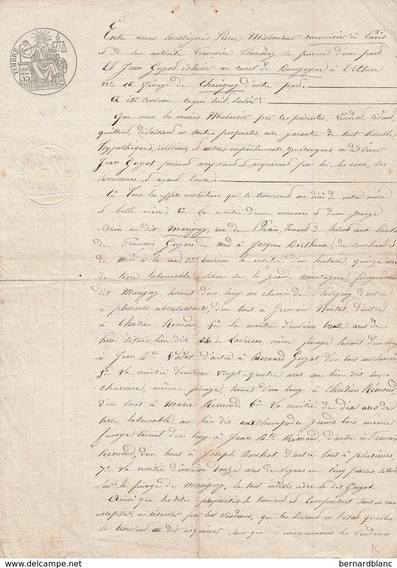 VP 1 FEUILLE - 1852 - MENUISIER A PARIS - J GUZOS ECLUSIER AU CANAL DE BOURGOGNE N° 16 A CHARIGNY - MARIGNY - Manoscritti