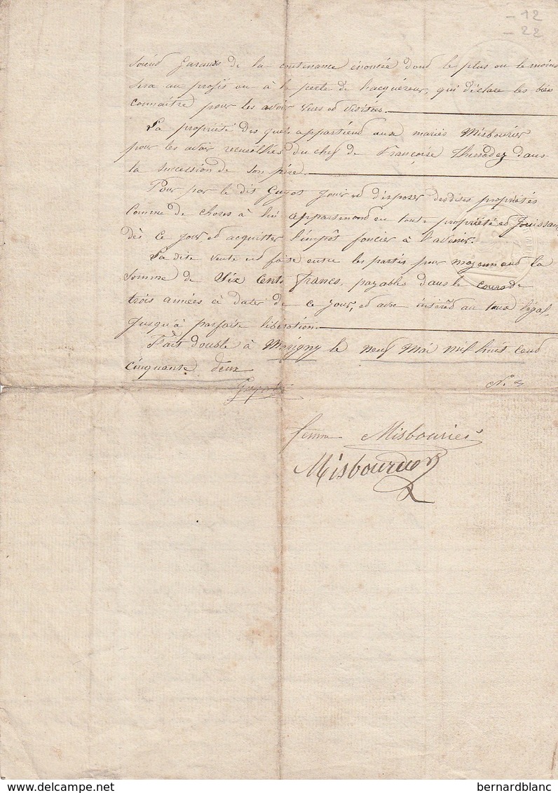 VP 1 FEUILLE - 1852 - MENUISIER A PARIS - J GUZOS ECLUSIER AU CANAL DE BOURGOGNE N° 16 A CHARIGNY - MARIGNY - Manoscritti