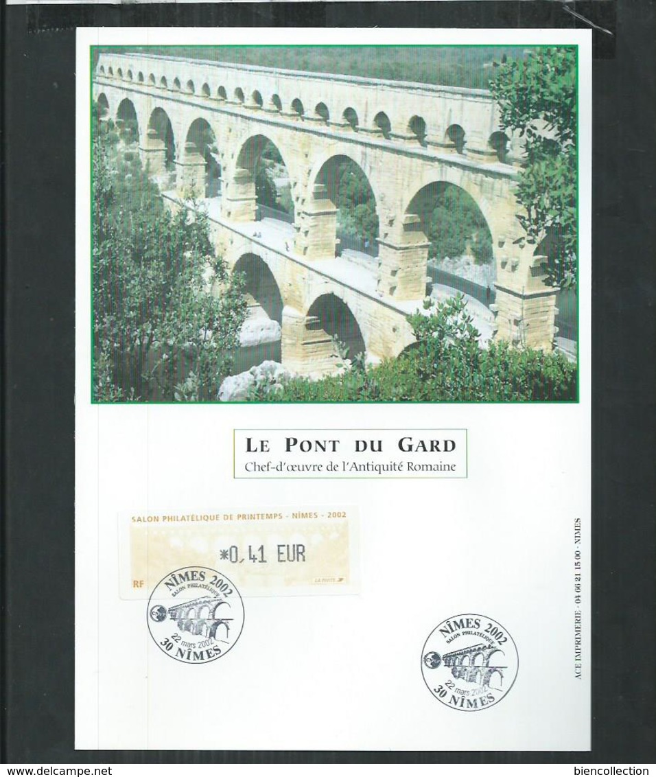 2 Vignette à 0.41 Et 0.46€ Du Salon Philatélique De Nîmes 2002 Sur Carte Du Pont Du Gard - 1999-2009 Vignettes Illustrées