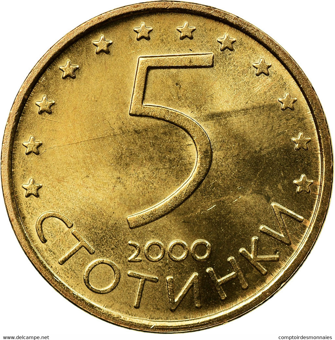 Monnaie, Bulgarie, 5 Stotinki, 2000, SPL, Brass Plated Steel, KM:239a - Bulgarie