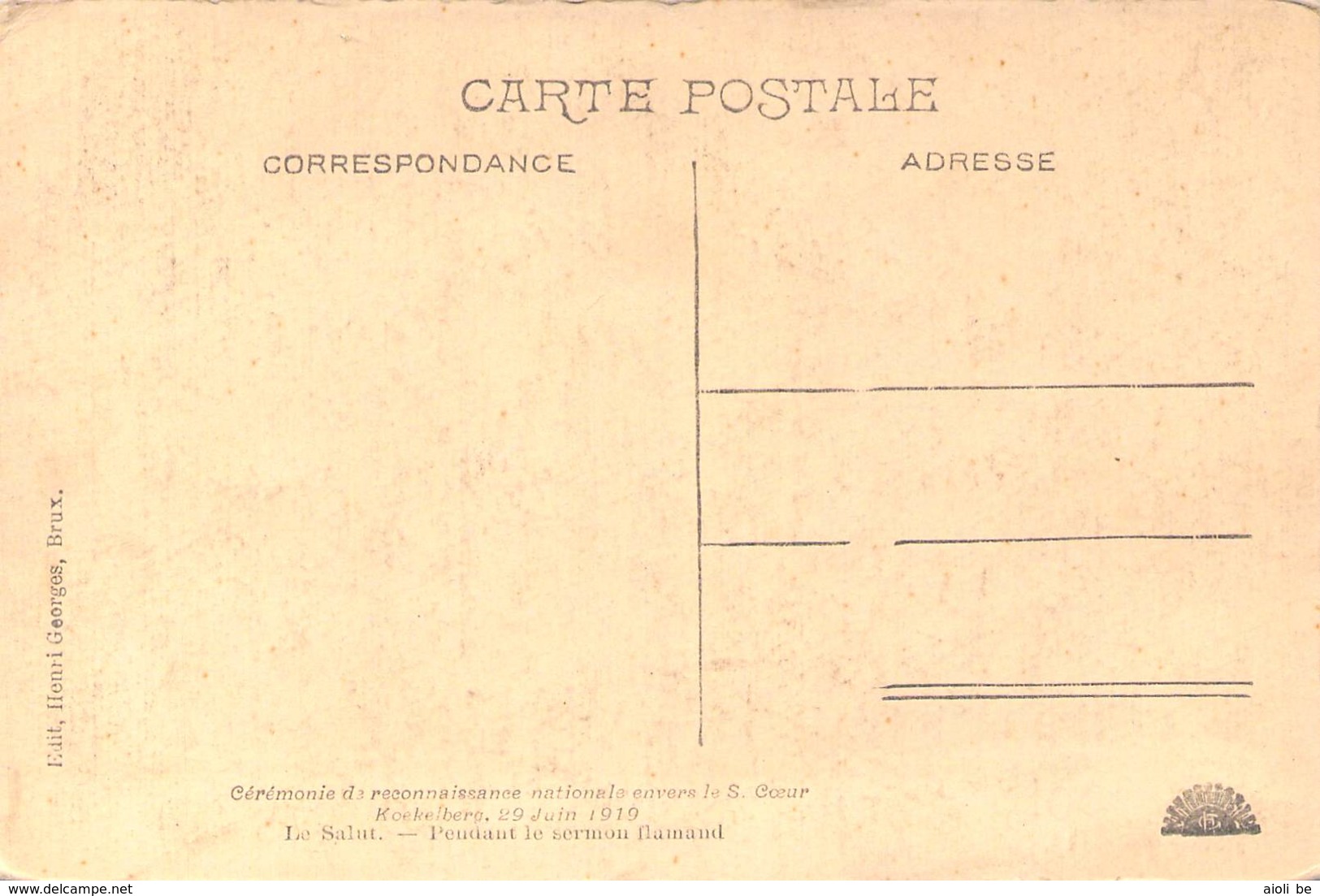 Koekelberg 29 Juin 1919 Cérémonie De Reconnaissance Nationale Envers Le S.Coeur. Le Salut. Pendant Lesermon Flamand. - Koekelberg