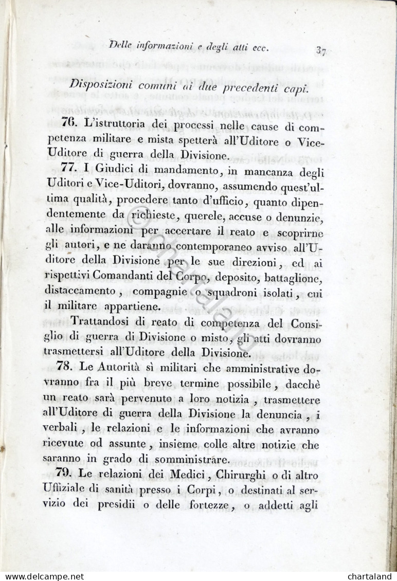 Militaria - Codice Penale Militare Per Gli Stati Di S.M. Il Re Di Sardegna 1840 - Documenti