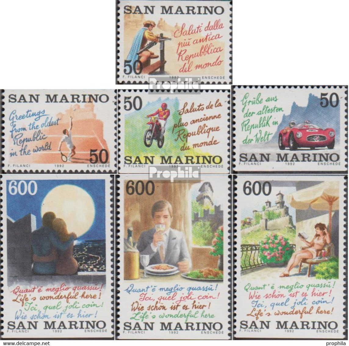 San Marino 1496-1502 (kompl.Ausg.) Postfrisch 1992 Tourismus - Unused Stamps