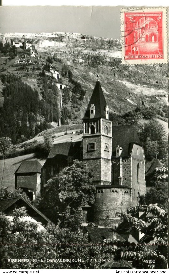 007113  Eisenerz - Oswaldikirche Mit Erzberg  1964 - Eisenerz
