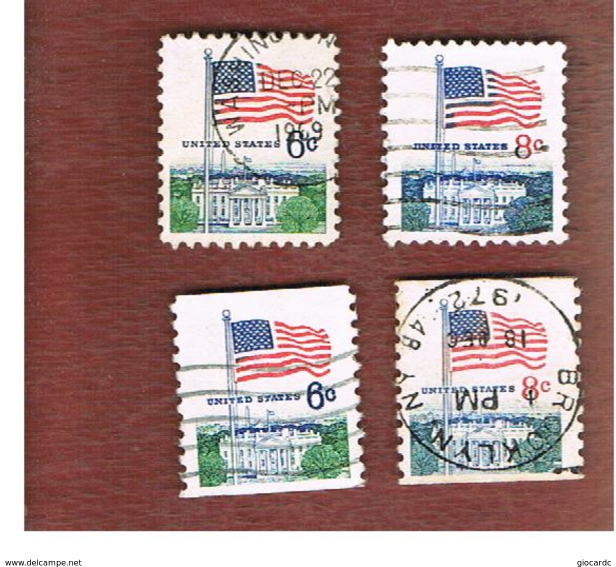 STATI UNITI (U.S.A.) - SG 1318.1320  - 1968  FLAGS (2 COMPLET SETS OF 2 STAMPS WITH DIFFERENT PERFORATIONS       - USED° - Usati