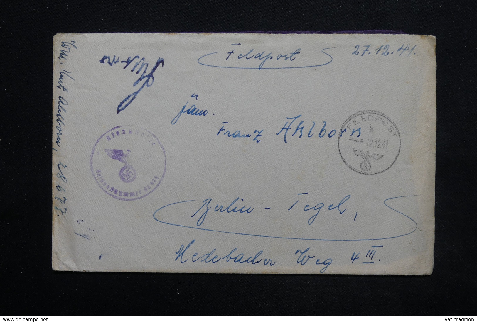 ALLEMAGNE - Enveloppe En Felpost Pour Berlin En 1941 , à Voir Pour Spécialiste - L 25025 - Lettres & Documents