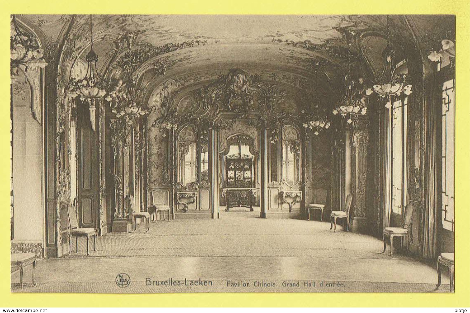 * Laken - Laeken (Brussel - Bruxelles) * (Nels, Ern Thill) Pavillon Chinois, Grand Hall D'entrée, Intérieur, Rare, Old - Laeken