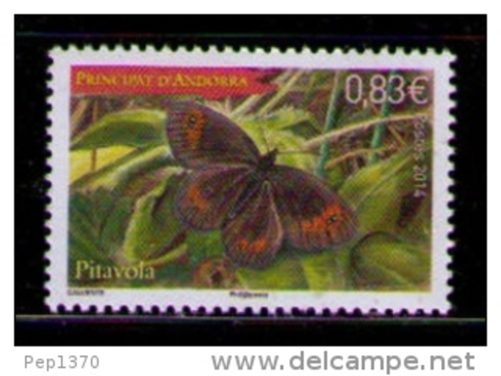 ANDORRA FRANCESA 2014 - FAUNA - MARIPOSA - PAPILLON - BUTTERFLY  - 1 SELLO - Nuevos