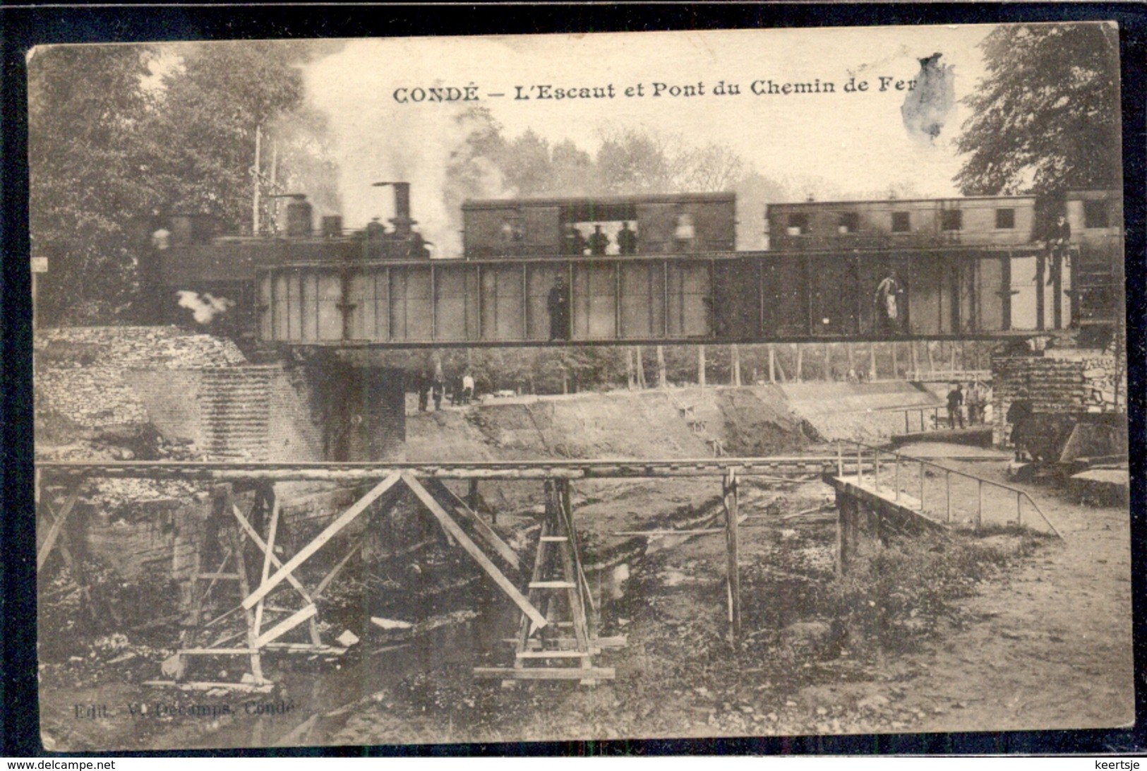 Frankrijk France - Conde - L Escaut Et Pont Du Chemin De Fev - Trein Train - 1923 - Andere & Zonder Classificatie