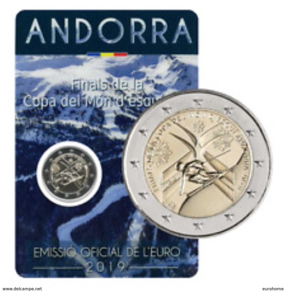 Andorra 2019    2 Euro Commemo In Coincard   WK Skiën - Championnat Du Monde Du Ski !! Leverbaar - Livrable !! - Andorre