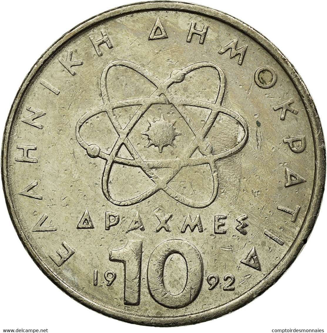 Monnaie, Grèce, Democritus, 10 Drachmes, 1992, TTB, Copper-nickel, KM:132 - Grèce