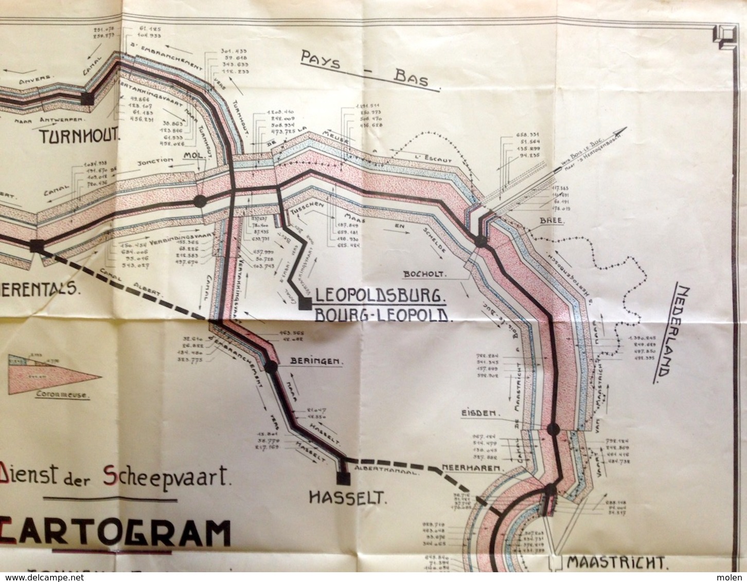 CARTOGRAMME NAVIGATION CANAL ALBERT KANAAL SCHEEPVAART ©1936 Boot Bateau ANTWERPEN TURNHOUT MAASTRICHT LIEGE AAK R421 - Autres & Non Classés