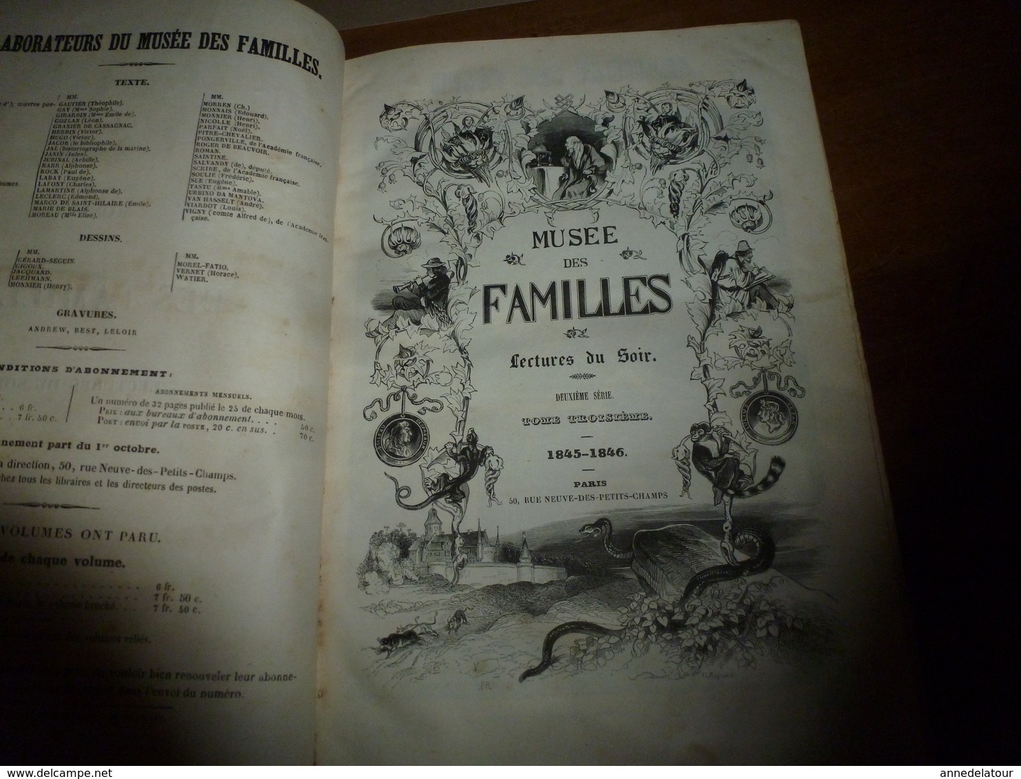 1845-46 MUSEE DES FAMILLES:Histoire de la danse;Histoire des poupées,des marionnettes;Tanger;Venise;Peintre Apelles ;etc