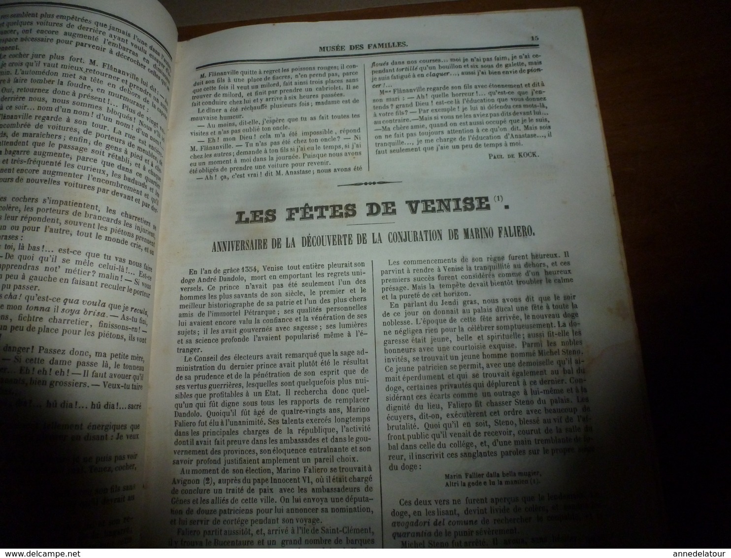 1845-46 MUSEE DES FAMILLES:Histoire de la danse;Histoire des poupées,des marionnettes;Tanger;Venise;Peintre Apelles ;etc